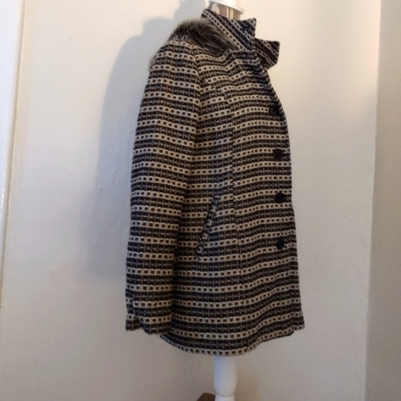 JACK by BB Dakota Wool Blend Tweed Button Front Coat w/ Faux Fur Hood Size M - Picture 9 of 16